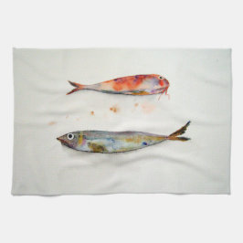 Küchenhandtuch mit Fischen im Aquarell Handtuch