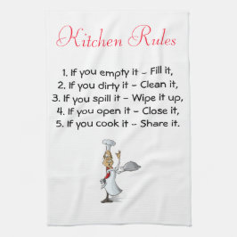 Küchenhandtuch mit Küchenregeln und Koch Küchentuch