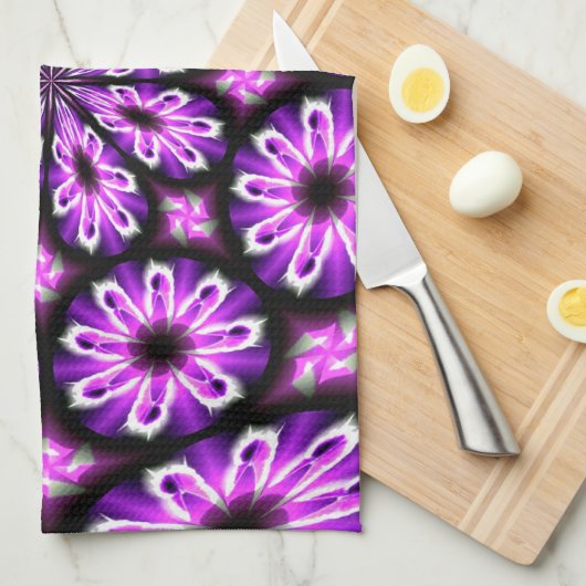 Küchenhandtuch mit lila schwarzem Abstract Design Geschirrtuch (Viertel Falte)