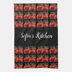 Küchenhandtuch mit Tomatenmuster und Monogramm Geschirrtuch