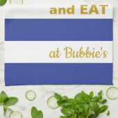 Küchenhandtuch Pessach/Blau, "EAT AT.." Geschirrtuch (Gefaltet)