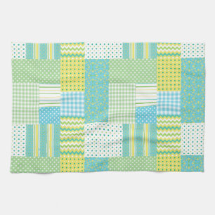 Küchenhandtuch Teetuch: Narzissen, Faux-Patchwork Küchentuch