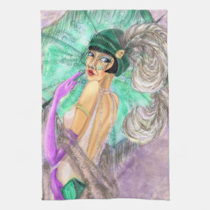 Küchenhandtuch viktorianische Dame mit Regenschirm Geschirrtuch