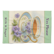Küchenhandtuch | Vintage-Teetasse und Stiefmütterc