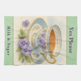 Küchenhandtuch | Vintage-Teetasse und Stiefmütterc Geschirrtuch