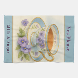 Küchenhandtuch | Vintage-Teetasse und Stiefmütterc Geschirrtuch