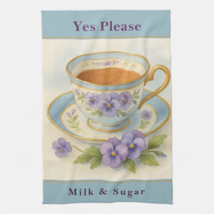 Küchenhandtuch   Vintage-Teetasse und Stiefmütterc Geschirrtuch