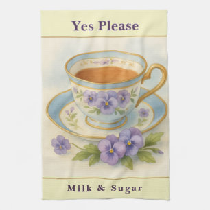 Küchenhandtuch Vintage-Teetasse und Stiefmütterc Geschirrtuch