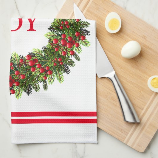 Küchenhandtuch Weihnachten Berry Wreath Geschirrtuch (Viertel Falte)