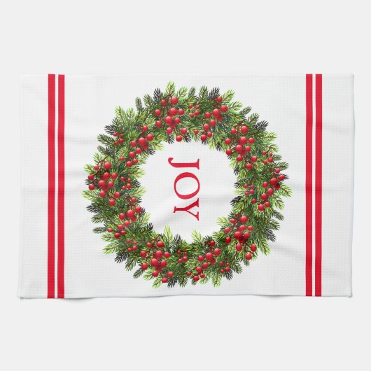 Küchenhandtuch Weihnachten Berry Wreath Geschirrtuch (Horizontal)