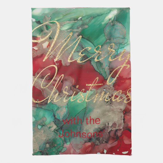 Küchenhandtücher frohe Weihnachten farbenfroh Gold Geschirrtuch (Vertikal)