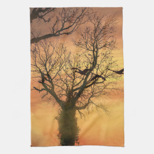 Küchenhandtücher gefleckt Herbstbaum bei Sonnenunt Geschirrtuch