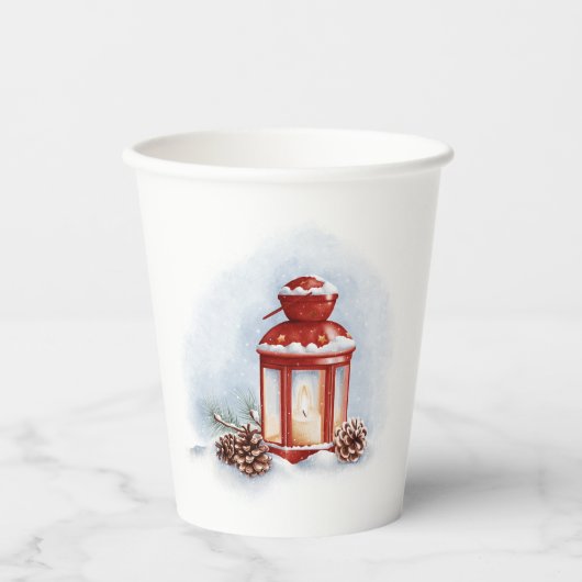 Küchenhandtücher mit roter Laterne und glühender K Pappbecher (Vorderseite)