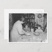 Kuchenherstellung mit Kindern Vintag Foto der 30er Postkarte (Vorne/Hinten)