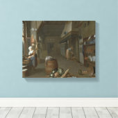 Kücheninnenraum mit zwei Zimmermädchen, die Essen Leinwanddruck (Insitu (Holzboden))