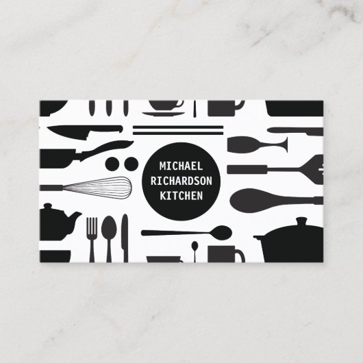 Küchenkollektion schwarz/weiß mit schwarzem Logo Visitenkarte (Vorderseite)