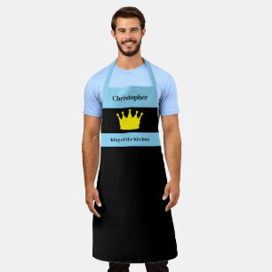 Küchenkönig Name Krone blau Schürze