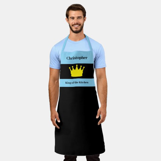Küchenkönig Name Krone blau Schürze (Getragen)