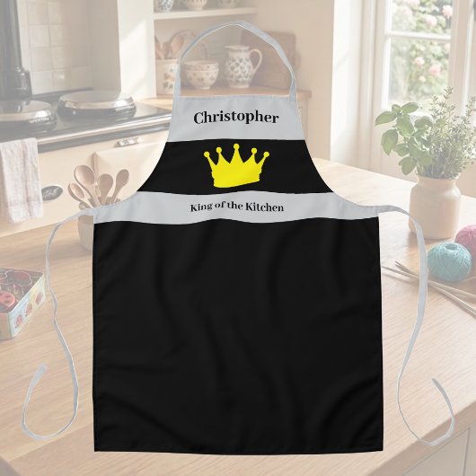 Küchenkönig Name Krone grau Schürze