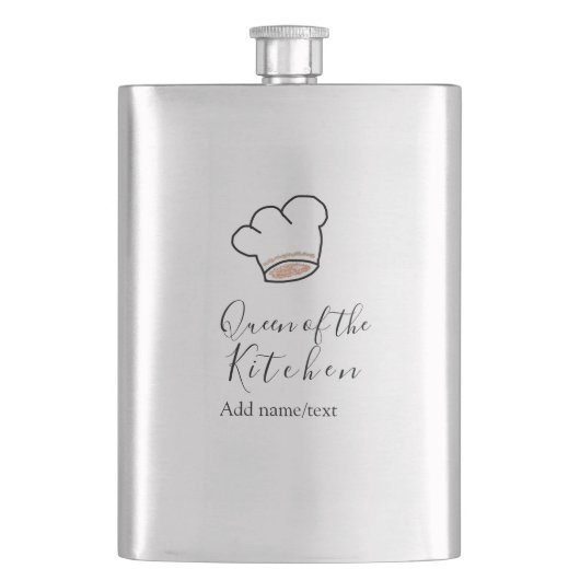 Küchenkönigin Chef kochen Name Krone  Flachmann (Vorderseite)