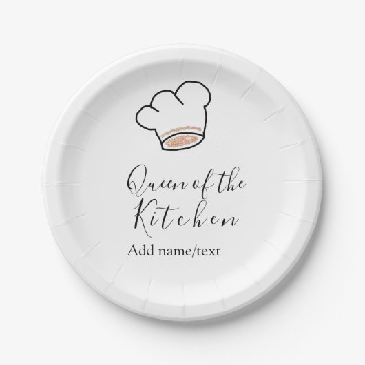 Küchenkönigin Chef kochen Name Krone Pappteller (Vorderseite)