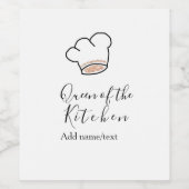 Küchenkönigin Chef kochen Name Krone  Weinetikett (Einzelnes Label)