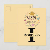 Küchenkönigin Name Monogramm Design Postkarte (Vorne/Hinten)