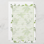 Küchenkraut Watercolor Rosemary Basil Lined Briefpapier (Vorne/Hinten)
