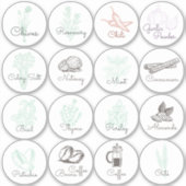 Küchenkräutern, Schalenfrüchte und Gewürzmarken Aufkleber (Vorderseite)