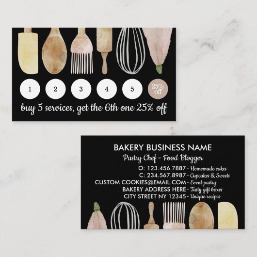 Kuchenkuchen-Loyalität für die Konditorei Visitenkarte (Vorne/Hinten)