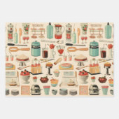 Küchenkuchen und Werkzeuge Retro Geschenkpapier Set (Vorderseite 3)