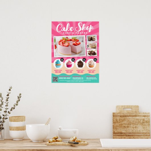 Kuchenladen, Bäckerei, Süßwaren - Poster (Küche)