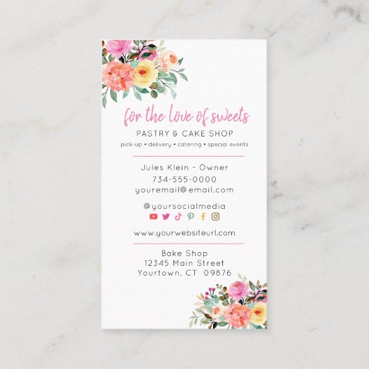 Kuchenladen, Gebäck, Bäckerei, Kochgeschirr Visitenkarte (Rückseite)