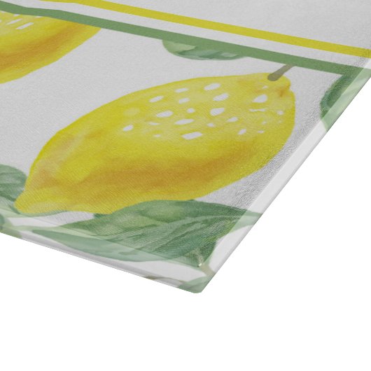 Küchenlemonen und Blätter | Custom Monogram Schneidebrett (Ecke)