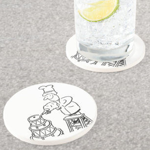 Kuchenmacher dekoriert riesigen Kuchen Getränkeuntersetzer