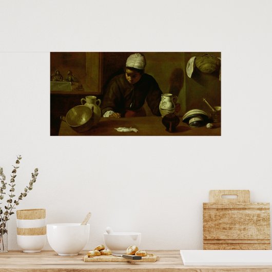 Küchenmädchen mit dem Abendessen bei Emmaus, c.161 Poster (Küche)