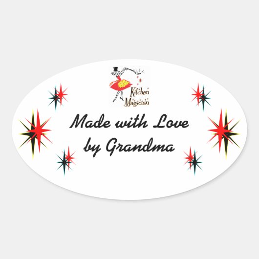 Küchenmagier Custom Retro Kochsticker Ovaler Aufkleber (Vorderseite)