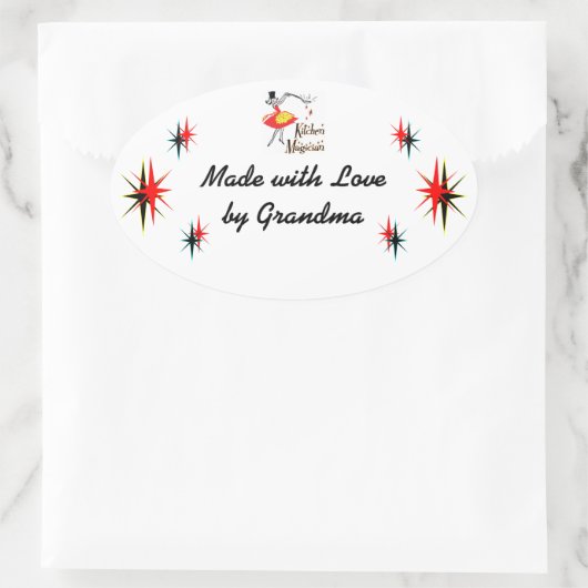 Küchenmagier Custom Retro Kochsticker Ovaler Aufkleber (Tasche)