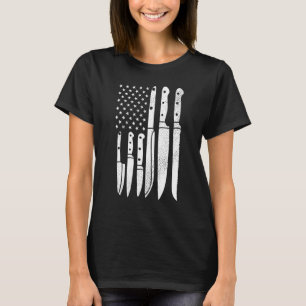 Küchenmesser Kochutensilien Kochen US-Flagge J T-Shirt