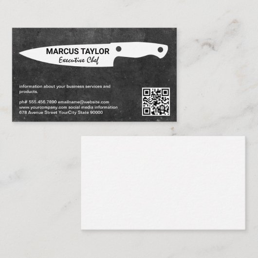 Küchenmesser | QR Code Business Card Magnet Visitenkarte (Vorne/Hinten)