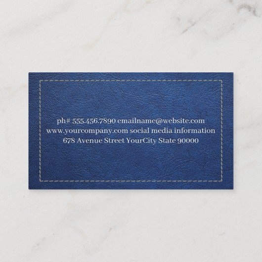 Küchenmesser | Stechblauer Leder Visitenkarte (Rückseite)