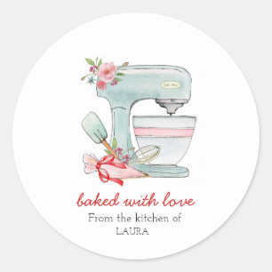 Kuchenmischer & Spritzbeutel "Mit Liebe gebacken"  Runder Aufkleber