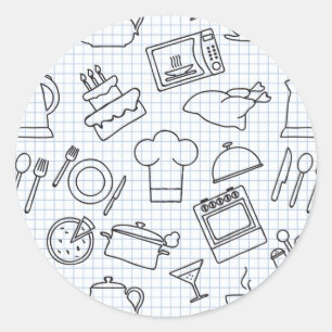 Küchenmuster 4 runder aufkleber