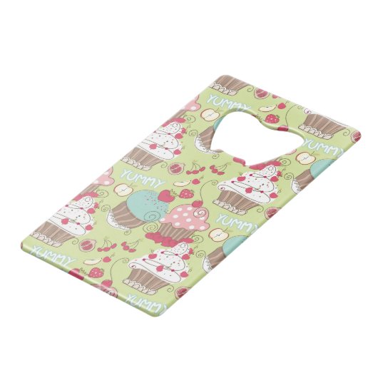 Kuchenmuster Kreditkarten Flaschenöffner (Vorderseite Schrägansicht)