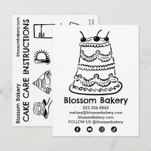 Kuchenpflegekarten-Anweisungen Bäckerei Hochzeit G Dankeskarte