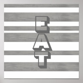 Küchenplakat mit grauem und weißem Essen Poster