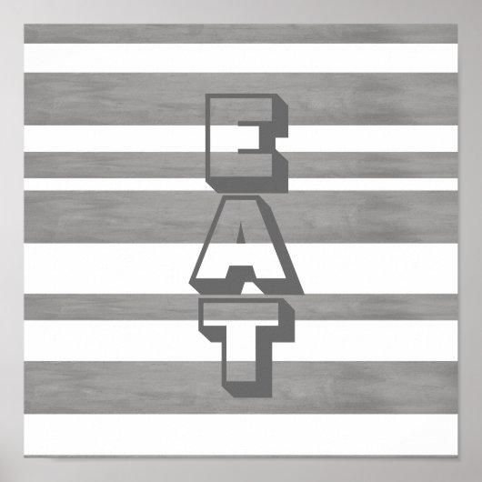 Küchenplakat mit grauem und weißem Essen Poster (Vorne)