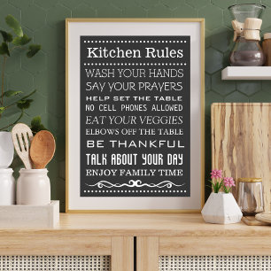 Küchenschild Familienschild Küchenregeln Poster