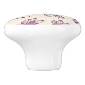 Küchenschrank-Drehknopf: Blumen und Burgandy Keramikknauf (Seitenansicht)