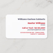 Küchenschränke Visitenkarte (Rückseite)